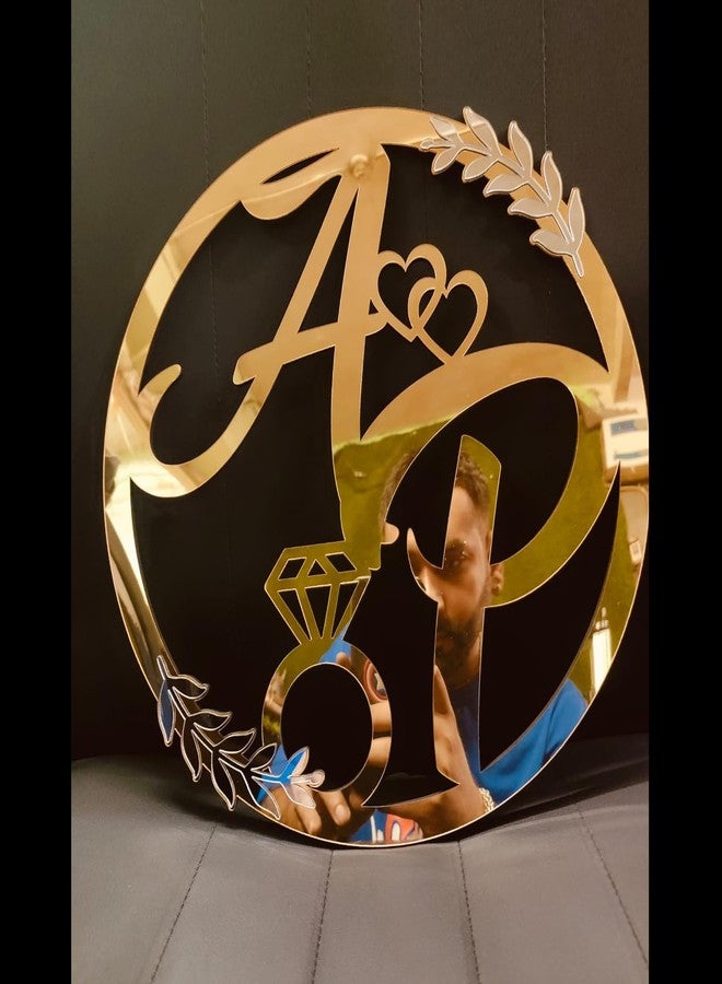 RAKTABEEJM Unique Gold Acrylic Couple Initials Customized Gift | Best for Marriage| Engagement| Wedding|Anniversary| For Bride & Groom| 12x12 Inch - Image 1